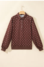 Load image into Gallery viewer, Pink Polka Dot Print Metal Button Collar Casual Pullover Sweatshirt
