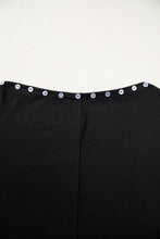 Load image into Gallery viewer, Black 3/4 Sleeve Button Detail Off Shoulder Top