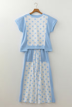 Load image into Gallery viewer, Yellow Color Block Patchwork Polka Dot Wide Leg Pant Set