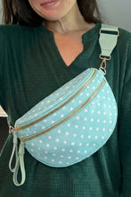 Load image into Gallery viewer, Blackish Green Retro Polka Dot Print Double Zip Crossbody Bag