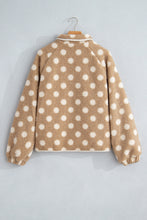 Load image into Gallery viewer, Khaki Polka Dot Faux Fur Metal Button Placket Shift Silhouette Jacket