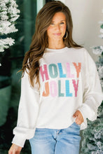 Load image into Gallery viewer, White Christmas Slogan Round Neck Long Sleeve Sweatshirt