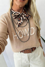 Load image into Gallery viewer, Parchment Corder HOWDY Letter Graphic Crew Neck Relaxed Sweater