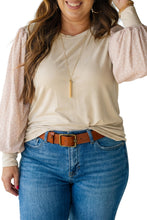 Load image into Gallery viewer, Parchment Polka Dot Long Sleeve Round Neck Plus Size Blouse