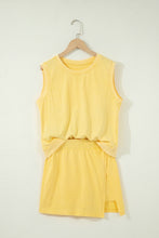 Load image into Gallery viewer, Myosotis 2 Pieces Mineral Wash Cotton Tank Top Lined Split Skort Set