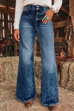 Load image into Gallery viewer, Sail Blue Acid Wash Pocket Detail Flare Jeans