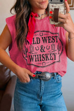 Load image into Gallery viewer, Bonbon Toner Washed Wild West Whiskey Print Sleeveless Muscle Top