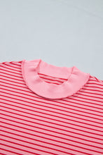 Load image into Gallery viewer, Blue Stripe Ribbed Patchwork Mock Neck Baggy Pullover Matching Shorts Set
