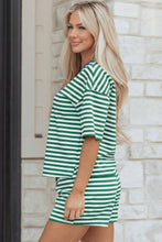 Load image into Gallery viewer, Rose Stripe Drop Shoulder Boxy Casual Terry Short Set