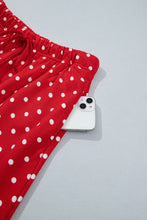 Load image into Gallery viewer, Red Polka Dot Drawstring Wide Leg Long Sleeve Top Pant Set