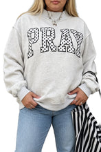 Load image into Gallery viewer, Gray PRAY Polka Dot Letter Print Mock Neck Plus Size Sweatshirt