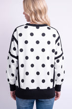 Load image into Gallery viewer, White Polka Dot Contrast Patchwork Round Neck Baggy Sweatshirt
