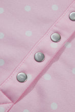 Load image into Gallery viewer, Pink Polka Dot Print Metal Button Collar Casual Pullover Sweatshirt