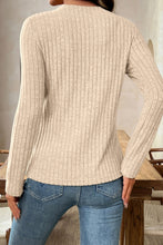 Load image into Gallery viewer, Apricot Solid Color Ribbed Knit Cowl Neck Long Sleeve Top