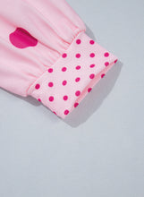 Load image into Gallery viewer, Pink Polka Dot Print Contrast Detail Oversized Tunic Sweatshirt