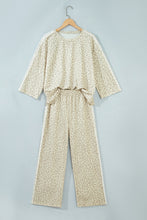 Load image into Gallery viewer, Pink Leopard Print Varsity Striped Detail 3/4 Sleeve Top Shift Pant Set