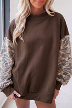 Load image into Gallery viewer, Coffee Camouflage Sleeve Crewneck Baggy Pullover Sweatshirt