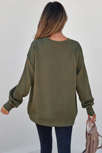 Load image into Gallery viewer, Coffee Solid Color Textured Round Neck Drop Shoulder Pullover Sweatshirt