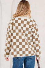 Load image into Gallery viewer, Brown Checkered Sherpa Buttoned Front Chunky Jacket