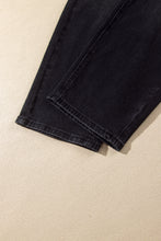 Load image into Gallery viewer, Black Drawstring Waist Ankle Length Casual Jeans Regular Fit Pocket Detail Denim Pants
