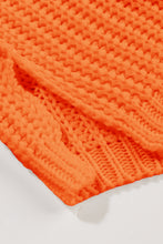 Load image into Gallery viewer, Orange Ribbed Knit Round Neck Slouchy Chunky Sweater