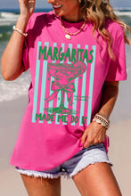 Load image into Gallery viewer, Rose Red Margaritas Made Me Do It Striped Graphic Beach Vacation Tee