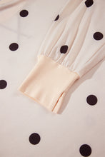 Load image into Gallery viewer, Beige Round Neck Long Sleeve Polka Dot Plus Size Top