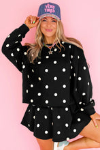 Load image into Gallery viewer, Red Polka Dot Raw Hem Relaxed Pullover Loose Skort Two Piece Set
