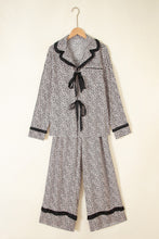 Load image into Gallery viewer, Brown Leopard Print Bow Knot Patchwork Long Sleeve Lounge Set