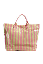 Load image into Gallery viewer, Rainbow Glossy Striped Vinyl Large Tote Bag