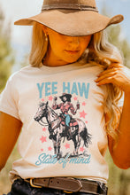 Load image into Gallery viewer, White YEE HAW State of  mind Cowgirl Graphic Western Fashion Tee