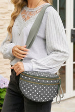 Load image into Gallery viewer, Blackish Green Retro Polka Dot Print Double Zip Crossbody Bag