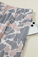 Load image into Gallery viewer, Multicolour Camouflage Short Sleeve Top and High Waist Wide Leg Pants Set