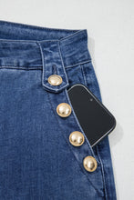 Load image into Gallery viewer, Ashleigh Blue Golden Button Detail Rolled Edge Flare Leg Jeans