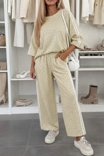 Load image into Gallery viewer, Pink Leopard Print Varsity Striped Detail 3/4 Sleeve Top Shift Pant Set