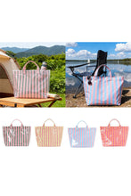 Load image into Gallery viewer, Rainbow Glossy Striped Vinyl Large Tote Bag