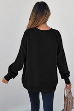 Load image into Gallery viewer, Coffee Solid Color Textured Round Neck Drop Shoulder Pullover Sweatshirt