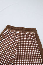 Load image into Gallery viewer, Red Color Block Plaid Patchwork Long Sleeve Pullover Wide Leg Pant Set