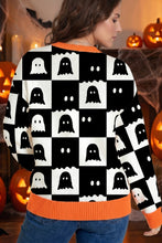Load image into Gallery viewer, Black High Neck Drop Shoulder Geometric Print Sweater