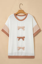 Load image into Gallery viewer, Apricot Bowknot Applique Plus Size Ribbed Top