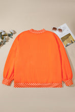 Load image into Gallery viewer, Orange Polka Dot Patchwork Round Neck Plus Size Sweatshirt