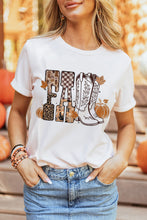 Load image into Gallery viewer, White FALL Letter Print Western Thanksgiving Graphic T-Shirt
