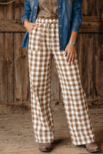 Load image into Gallery viewer, Red Gingham Plaid Tie Elastic Waist Shift Pants