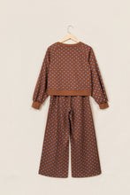 Load image into Gallery viewer, Red Polka Dot Drawstring Wide Leg Long Sleeve Top Pant Set