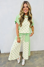 Load image into Gallery viewer, Yellow Color Block Patchwork Polka Dot Wide Leg Pant Set