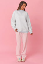 Load image into Gallery viewer, Light Grey High Neck Ribbed Cuff Hem Sweatshirt