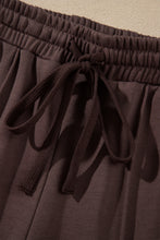 Load image into Gallery viewer, Coffee Solid Color Piping Trim Mock Neck Pullover Drawstring Pants Set