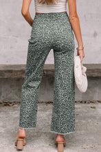 Load image into Gallery viewer, Brown Leopard Frayed Edge Wide Leg High Waist Jeans