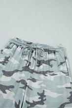 Load image into Gallery viewer, Green Camo Wide Leg Tie Elastic Waist Casual Pants