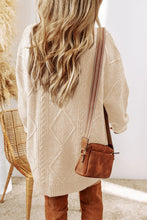 Load image into Gallery viewer, Burgundy Cable Knit Drop Shoulder Loose Fit Sweater Dress